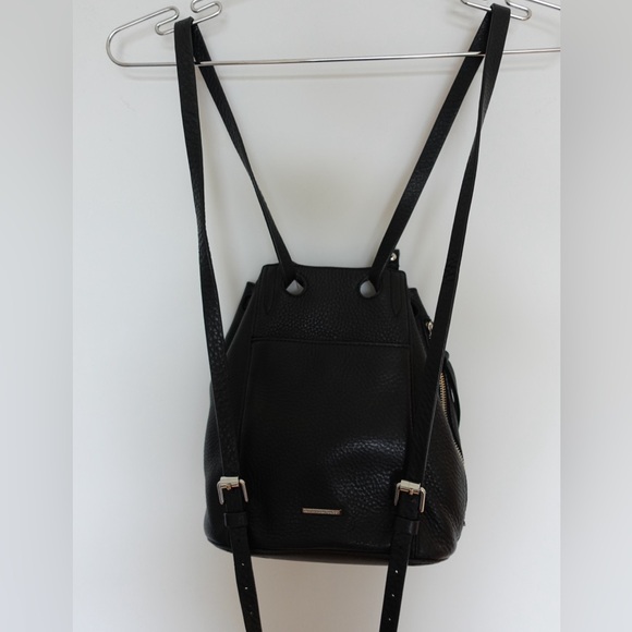 Rebecca Minkoff Black Leather Studded Mini Backpack Drawstring Bag - Picture 4 of 4